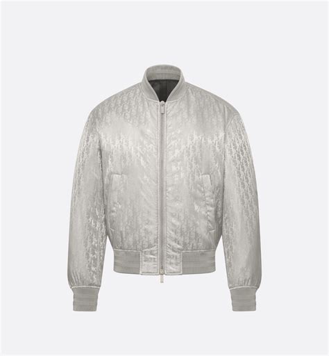 Dior Flowers Bomber Jacket Gray Technical Twill 